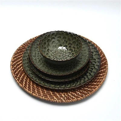 16 عدد ظروف غذاخوری برجسته با رنگ ثابت